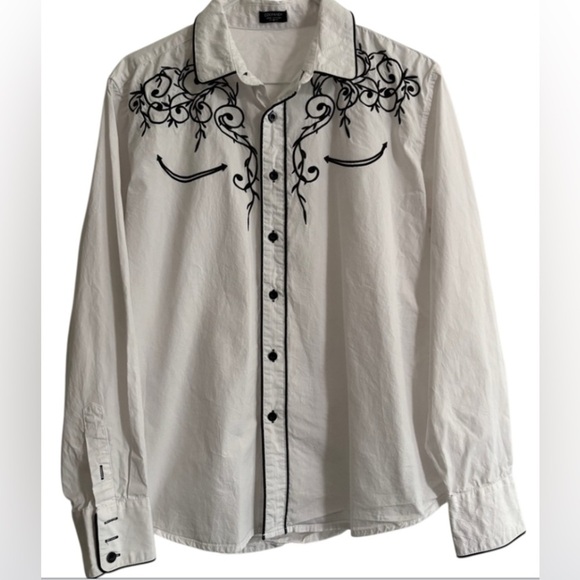 Men's Western style white shirt. Rodeo. Cowboy. Size Medium.  SKU 5 - Picture 1 of 8